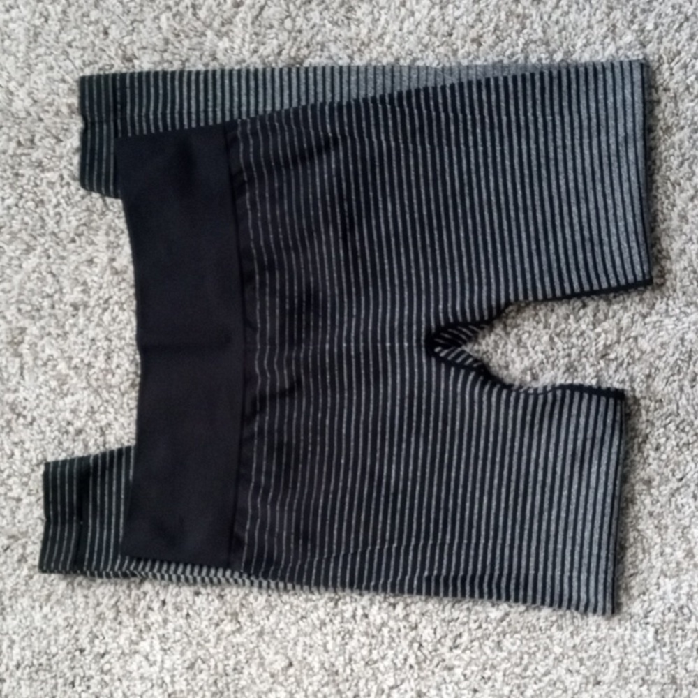Marika Black and White Striped Leggings